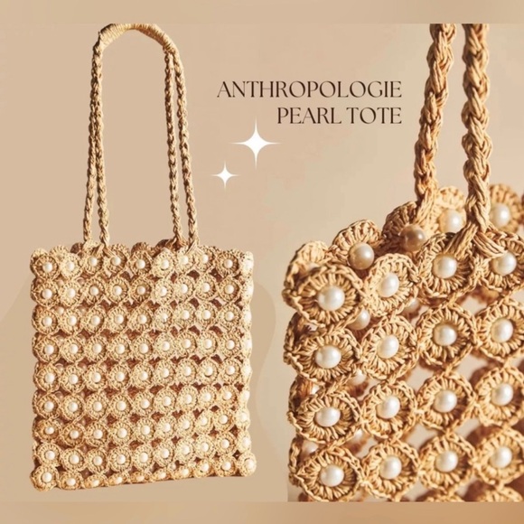 Haute Hippie Handbags - Haute Hippie Anthropology Straw Raffia Pearl Embellished Tote